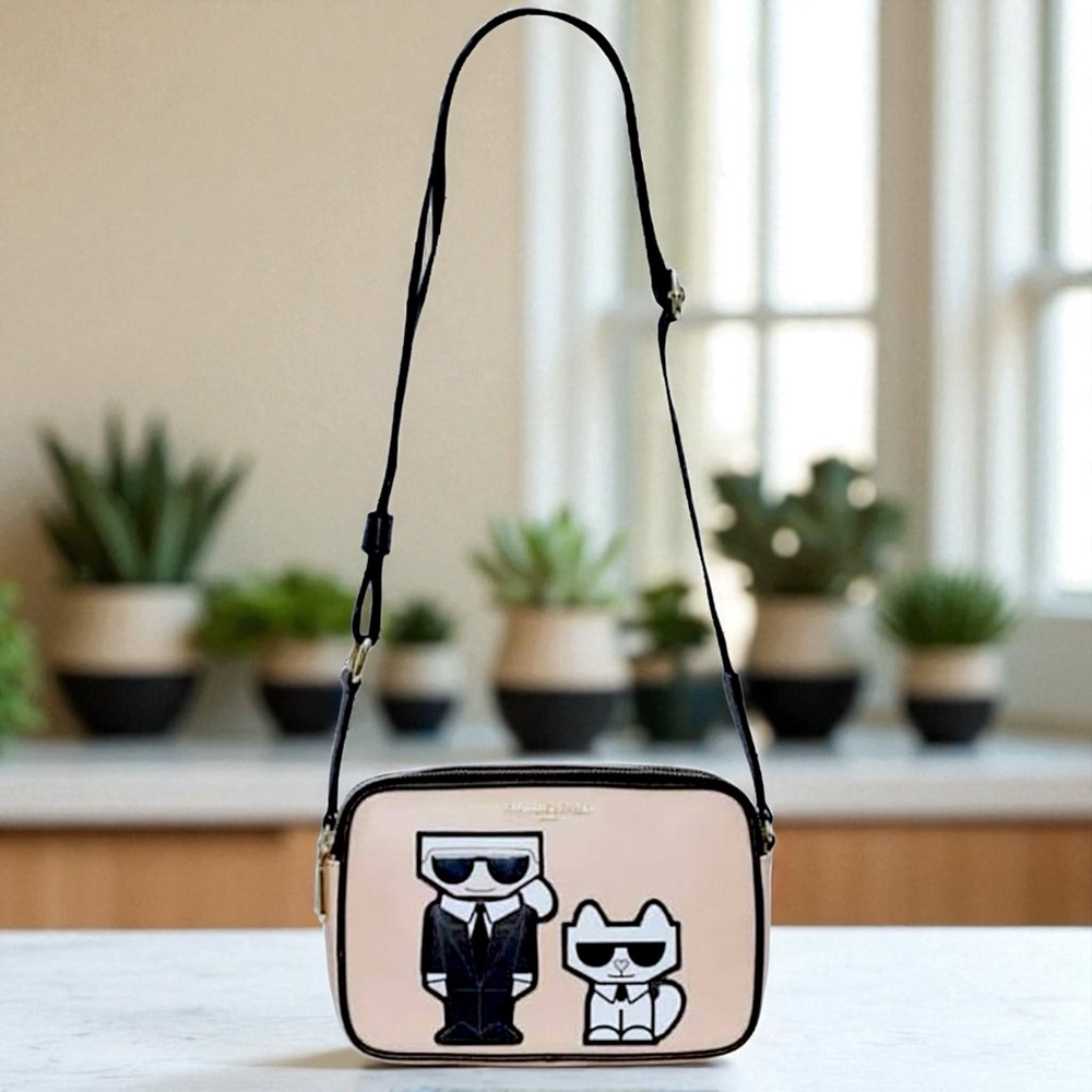 NEW Karl Lagerfeld Paris Maybelle Black & Fawn  Camera Crossbody Purse Set - Picture 2 of 16